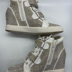 INC Women Debby Sparkle Rhinestones Wedge Fashion Sneakers size 7